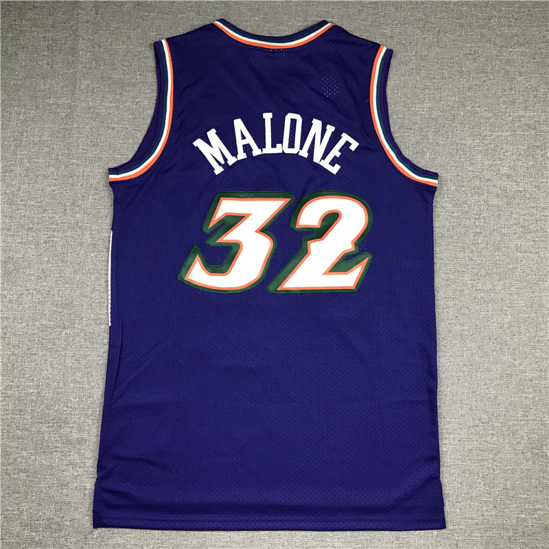 Men's Utah Jazz Karl Malone Purple Hardwood Classics Throwback Team Jersey