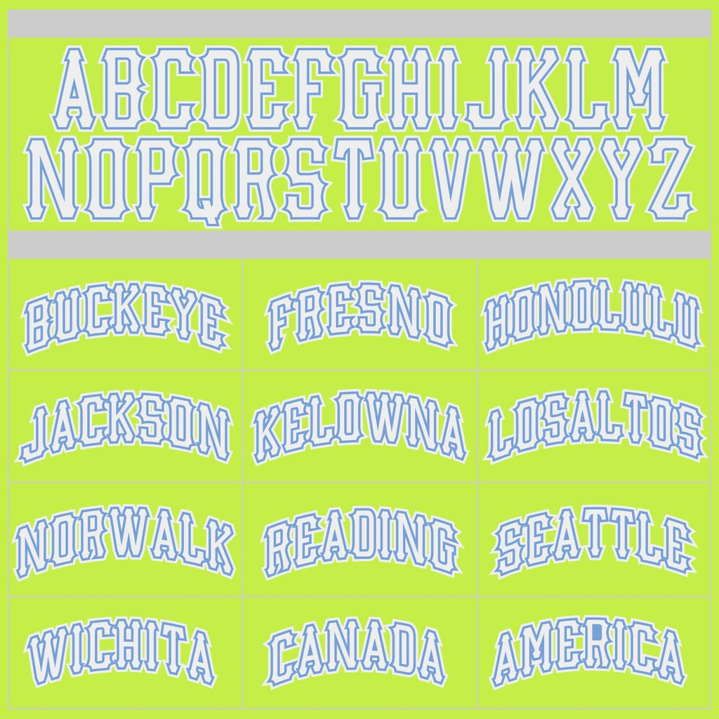 Custom Neon Green White-Light Blue Authentic Throwback Basketball Jersey