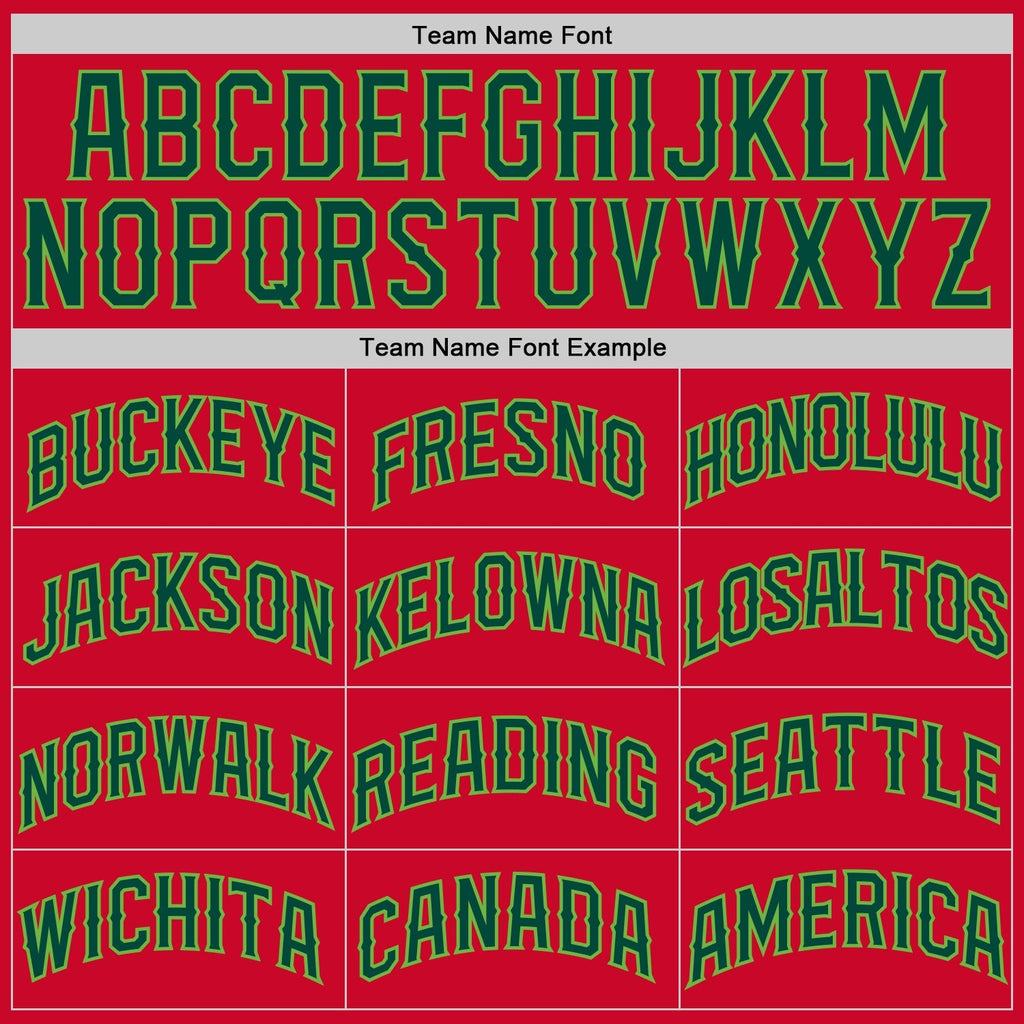 Custom Red Hunter Green-Neon Green Authentic Throwback Basketball Jersey